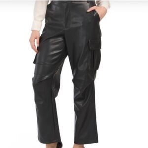 7 for All Mankind Black Faux Leather Cargo Pants size medium